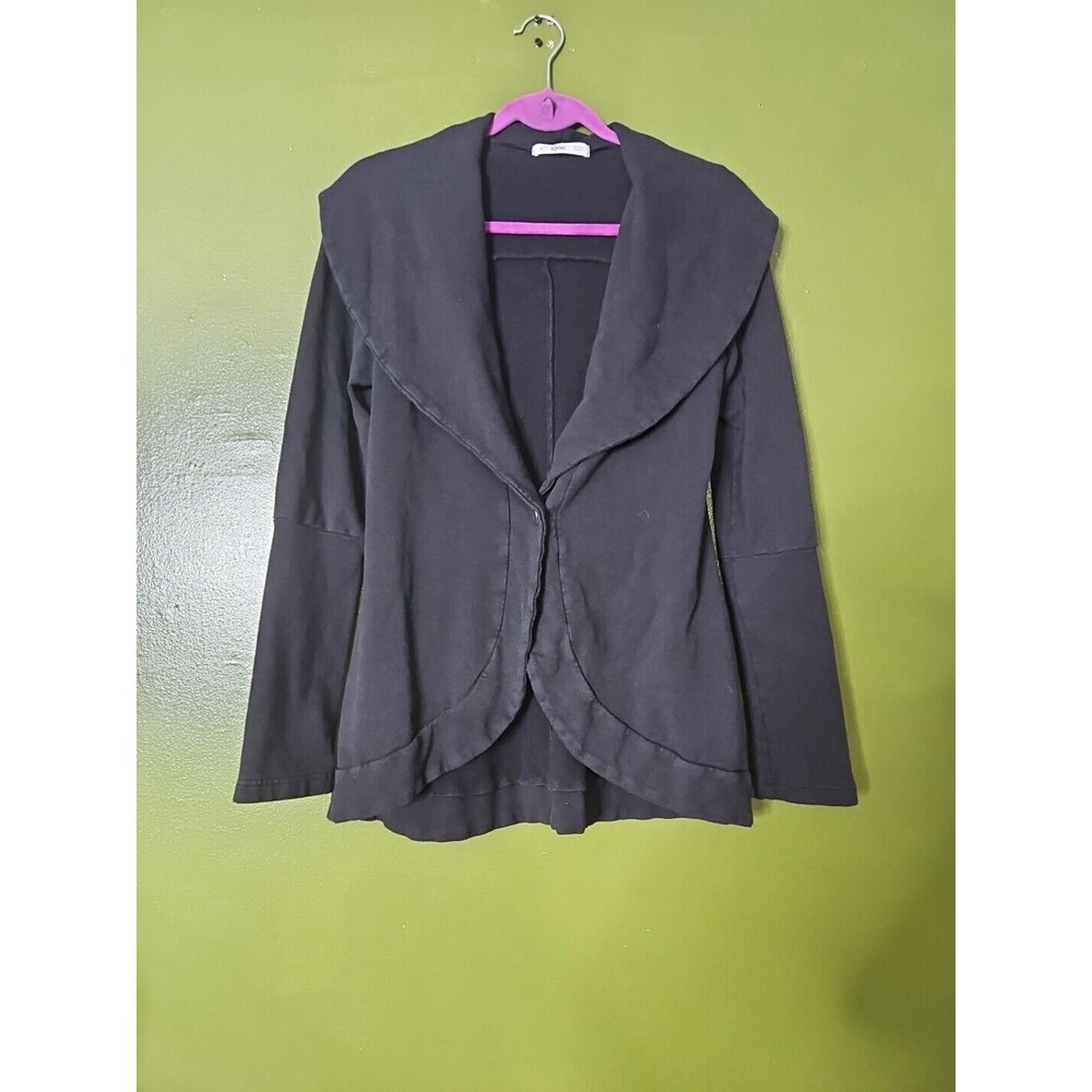 Tonic Women Black Button Front Shawl Collar Cardigan Jacket BAMBOO Stretch M